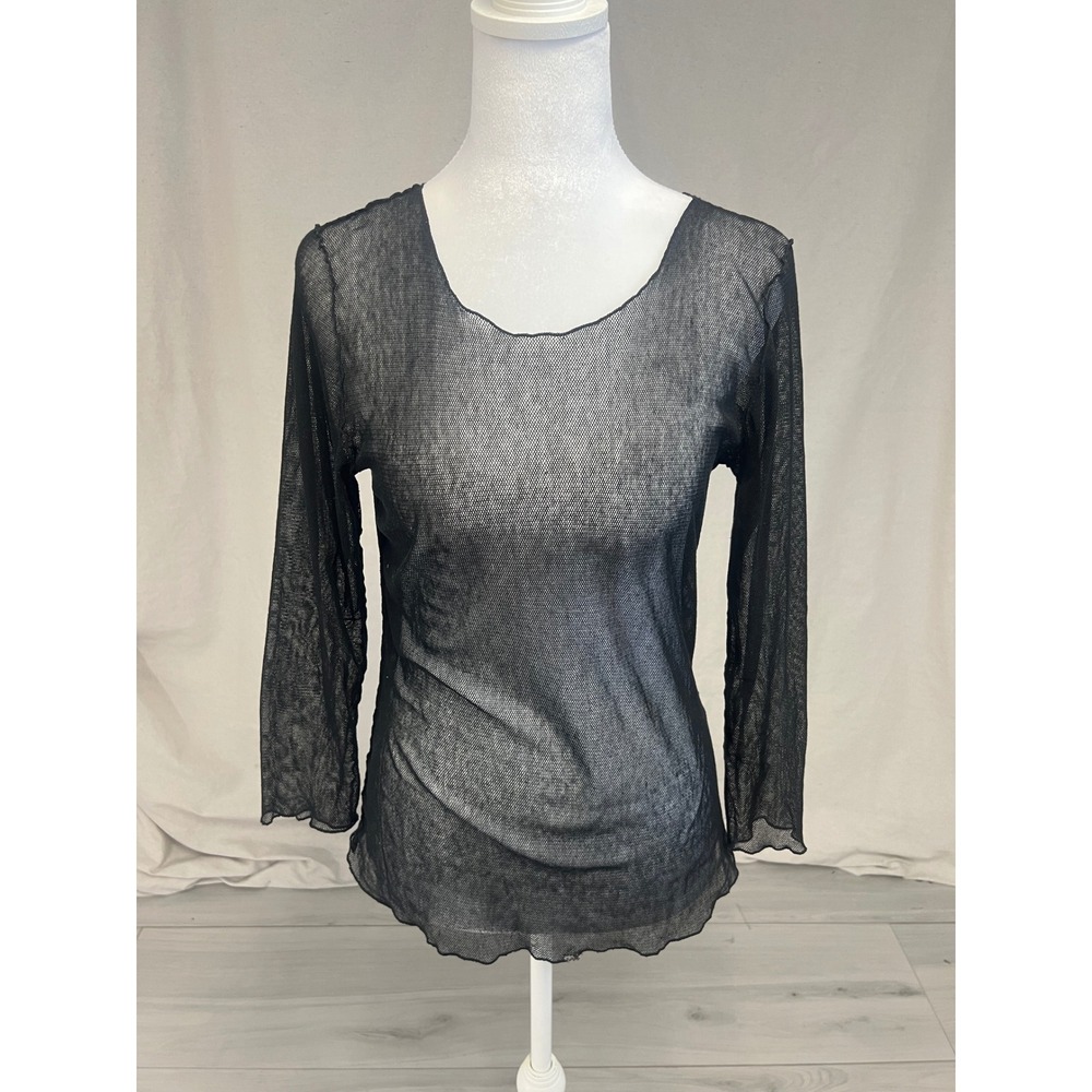 Goth Mesh Top Long Sleeve Sheer Black Sz 1 Grunge 90s Avant Garde Streetwear